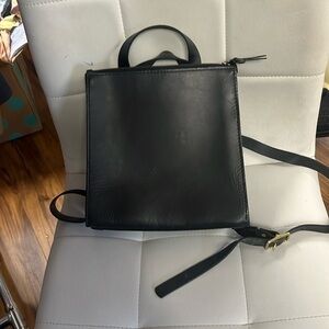 Willoa black leather purse/ book bag with lock and key detail